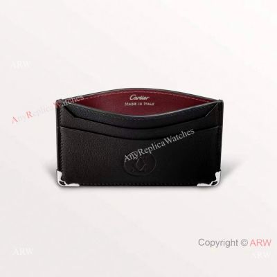 Must de Cartier Credit Card Holder Black Leather AAA Replica